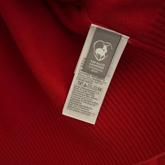 J. Crew Red Cashmere Cardigan with Navy Accents - Picture 5 of 5